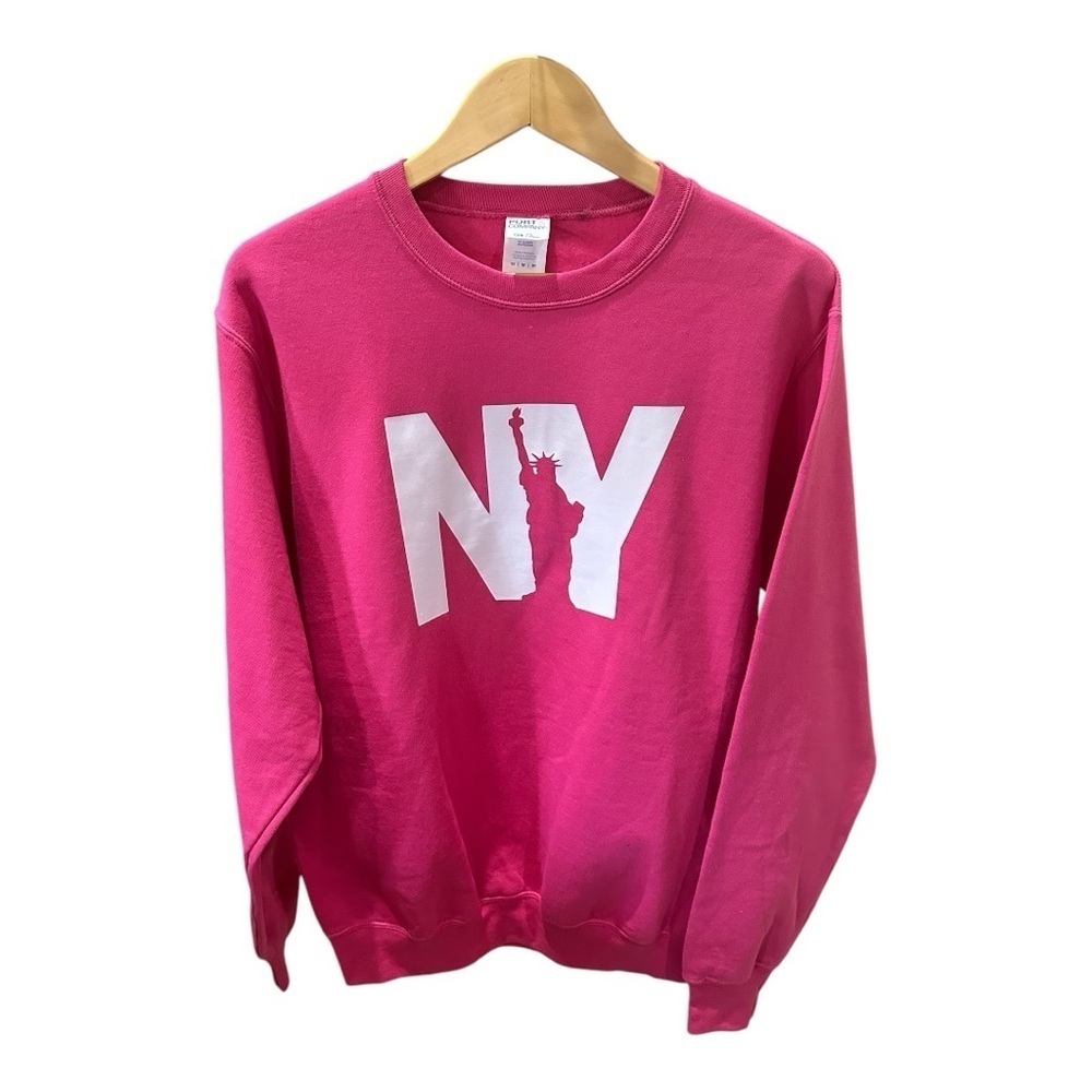 Port & Company NY Graphic Sweatshirt - Hot Pink, Size Medium